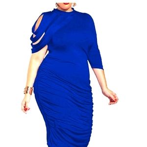 Royal Blue Dress with one sleeve